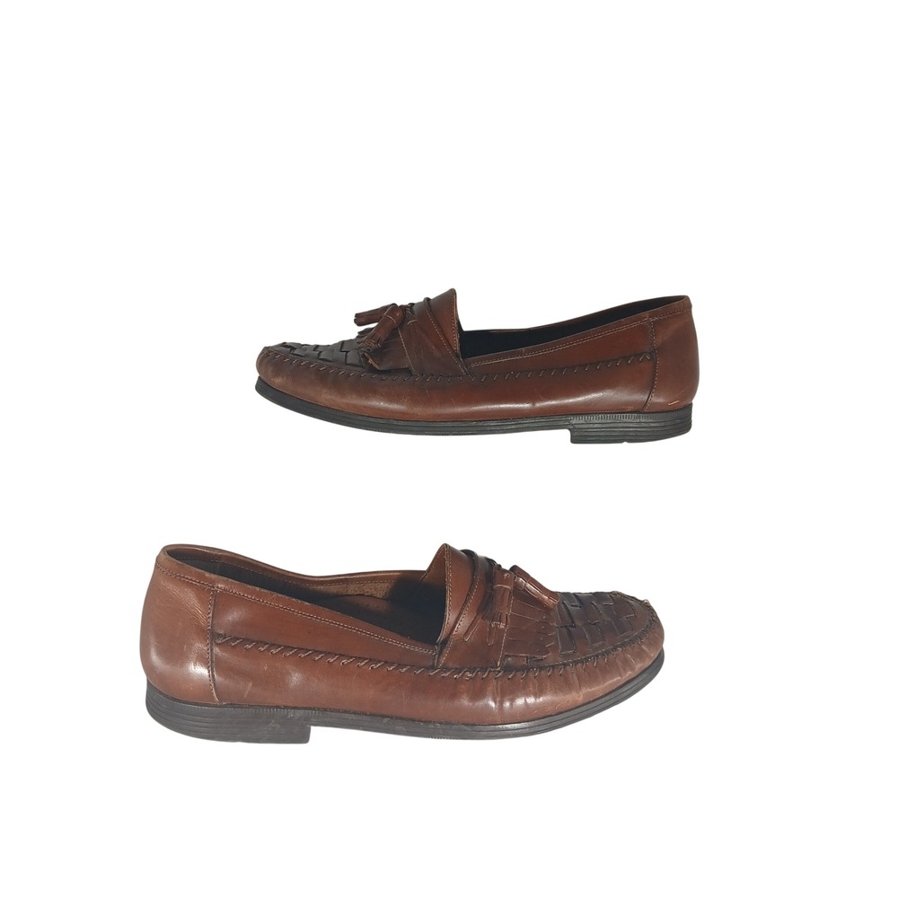 Giorgio Brutini Loafers 8.5 Brown Woven Leather Tassel Kiltie Le Glove Brazil